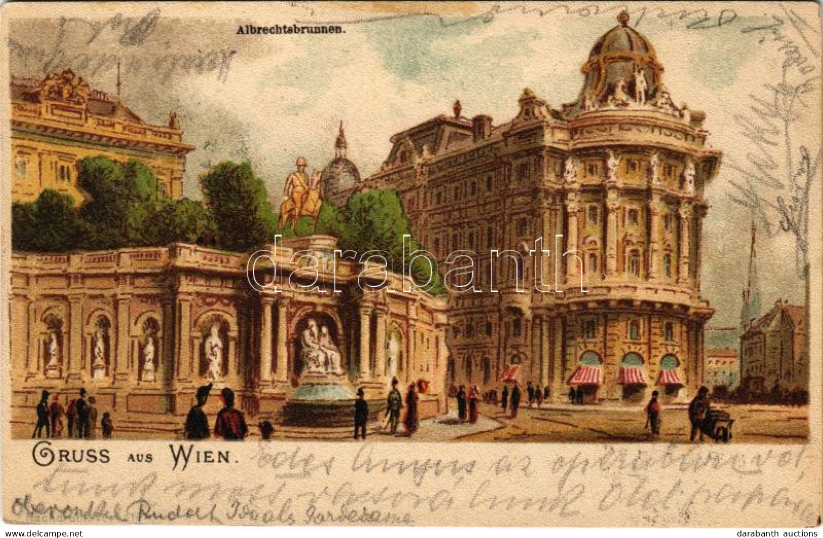 T4 1899 (Vorläufer) Wien, Vienna, Bécs; Albrechtsbrunnen / Fountain. Litho (EM) - Ohne Zuordnung