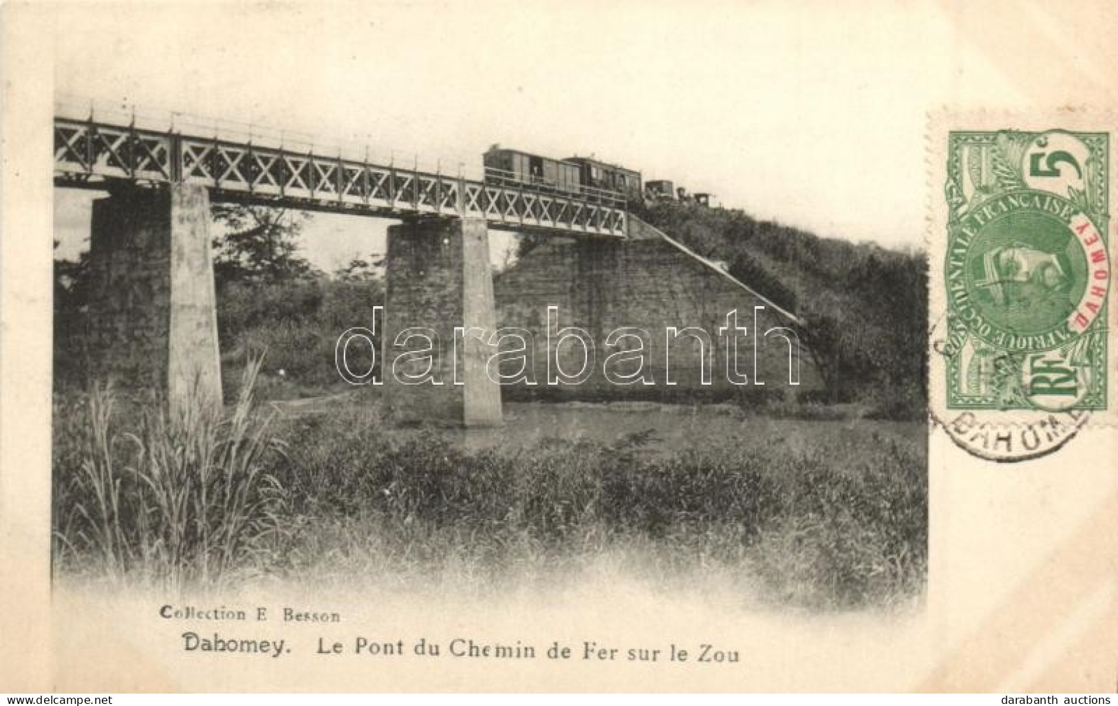 * T1/T2 Dahomey, Le Pont Du Chemin De Fer Sur Le Zou / Railway Bridge With Train Over The Zou River - Sin Clasificación