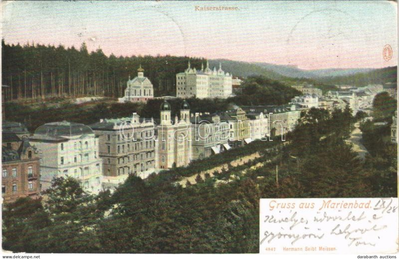 T2/T3 1903 Marianske Lazne, Marienbad; Kaiserstrasse / Street View, Synagogue (EK) - Ohne Zuordnung