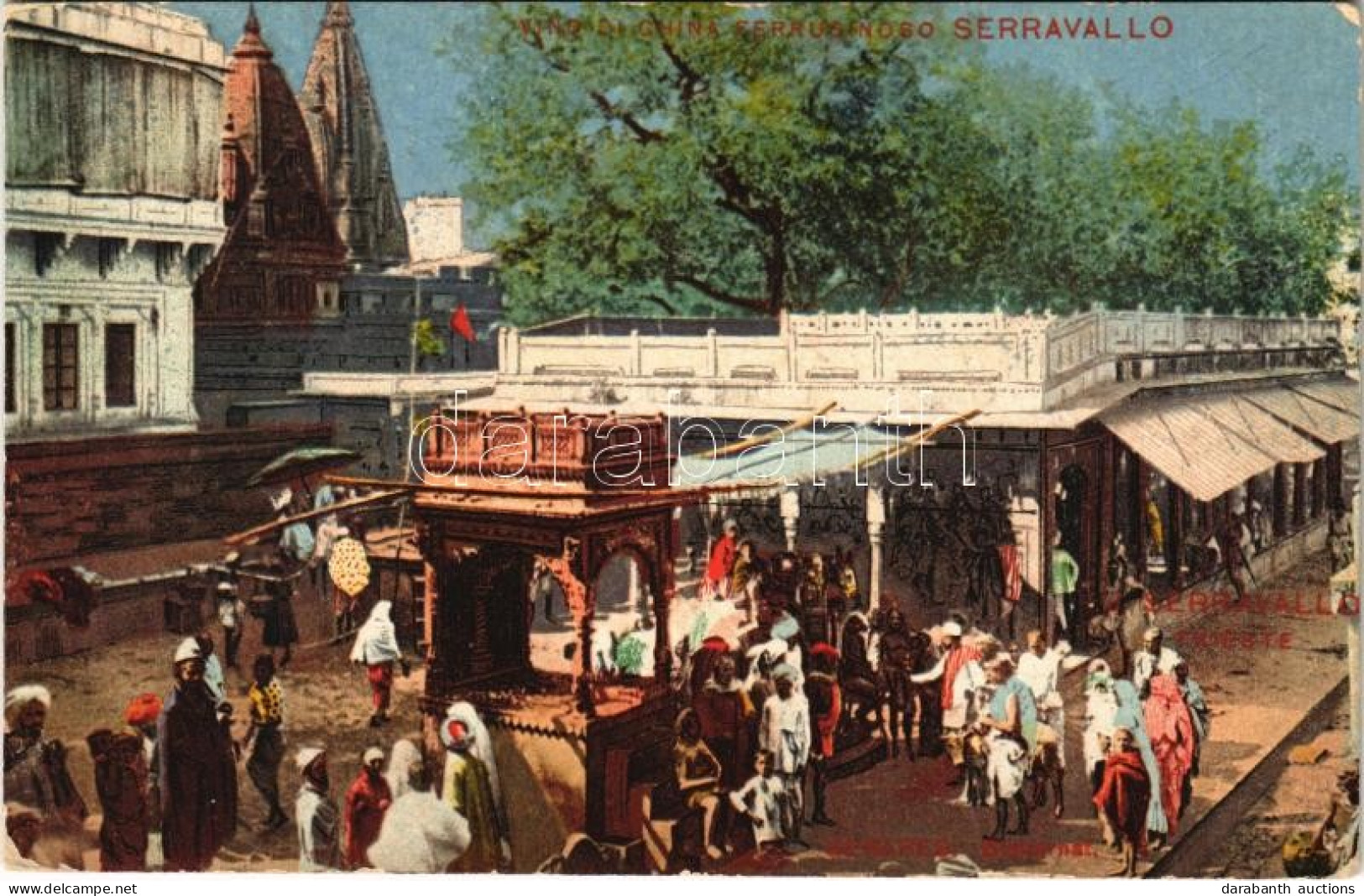 ** T2/T3 Varanasi, Benares; Bisharnat / Street View, Market, Indian Folklore. "Vino Di China Ferruginoso Serravallo" Ser - Non Classés