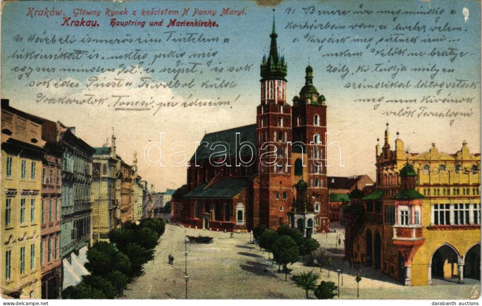 T2/T3 1915 Kraków, Krakkó, Krakau; Glówny Rynek Z Kosciolem N Panny Maryi / Hauptring Und Marienkirche / Square, Church  - Ohne Zuordnung