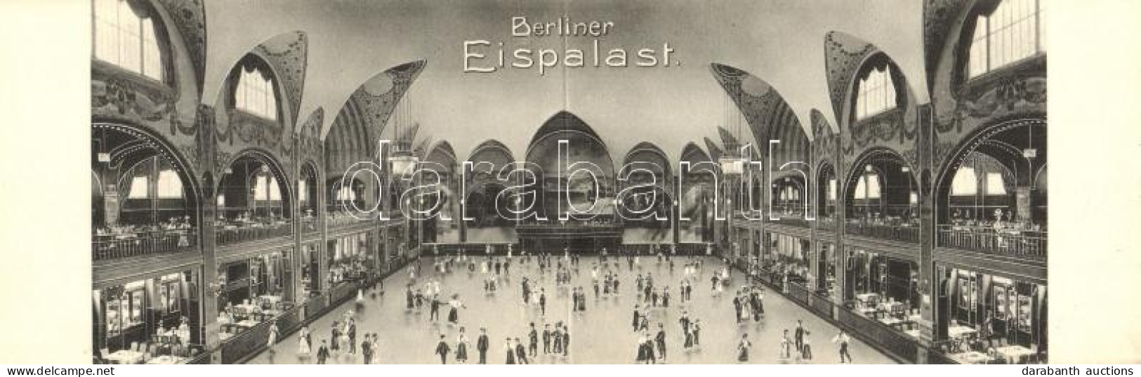 ** T1/T2 Berlin, Eispalast / Ice Palace, Ice Rink Interior With Ice Skaters. Panoramacard - Non Classificati