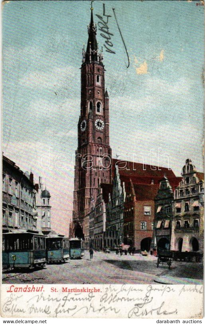 * T3 Landshut, St. Martinskirche / Church, Tram, Litho (surface Damage) - Unclassified