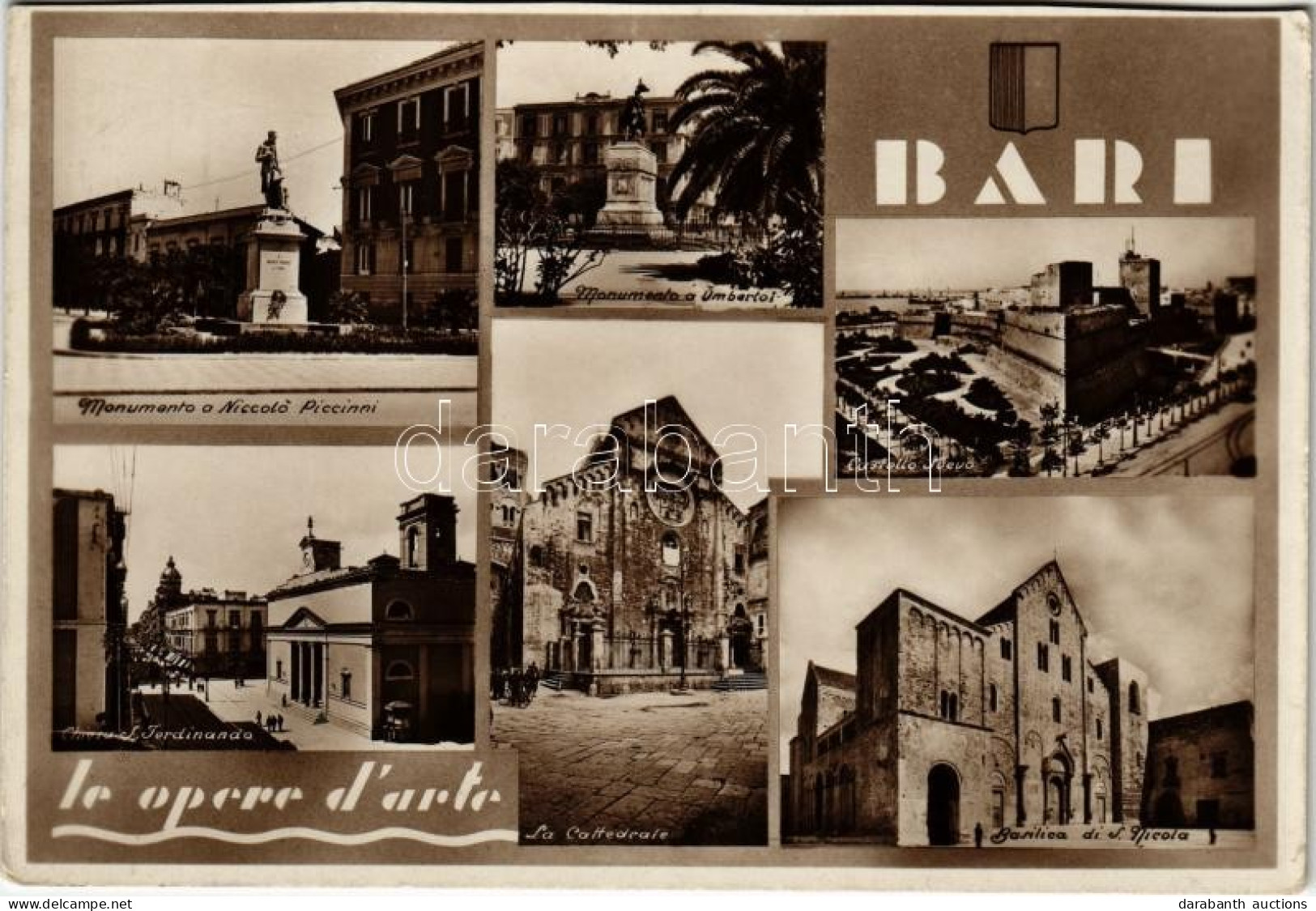 T4 1940 Bari, Monumento A Niccolo Piccinni, Monumento A Umberto, Castello Svevo, La Cattedrale, Chiesa S. Ferdinando, Ba - Ohne Zuordnung