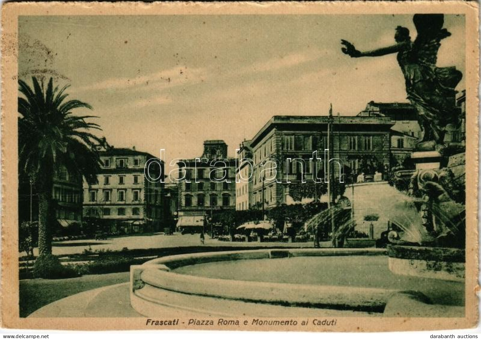 T4 1939 Frascati, Piazza Roma E Monumento Ai Caduit, Gelateria / Square, Monument, Shops, Automobile, Ice-cream Shop. Fo - Non Classificati