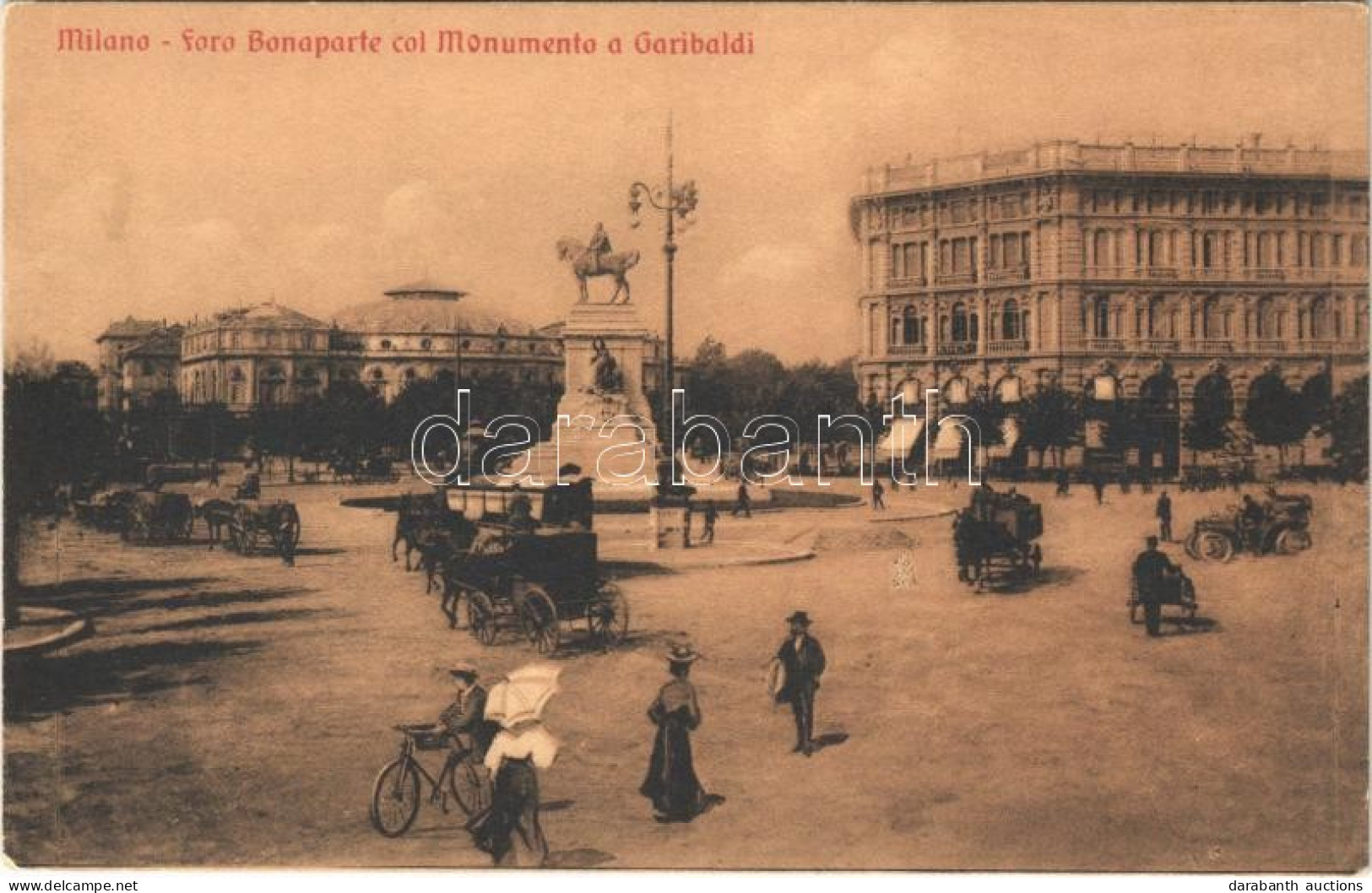 ** T2 Milano, Milan; Foro Bonaparte Col Monumento A Garibaldi / Square, Monument, Automobile, Horse-drawn Carriages - Non Classificati