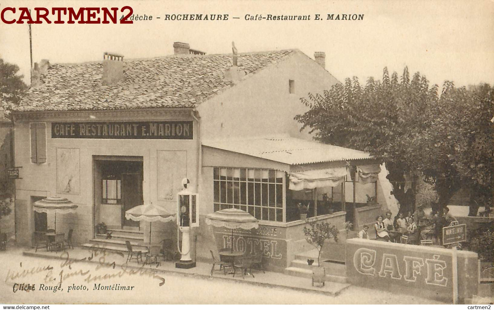 ROCHEMAURE CAFE RESTRAURANT HOTEL E. MARION POMPE A ESSENCE 07 ARDECHE  - Rochemaure