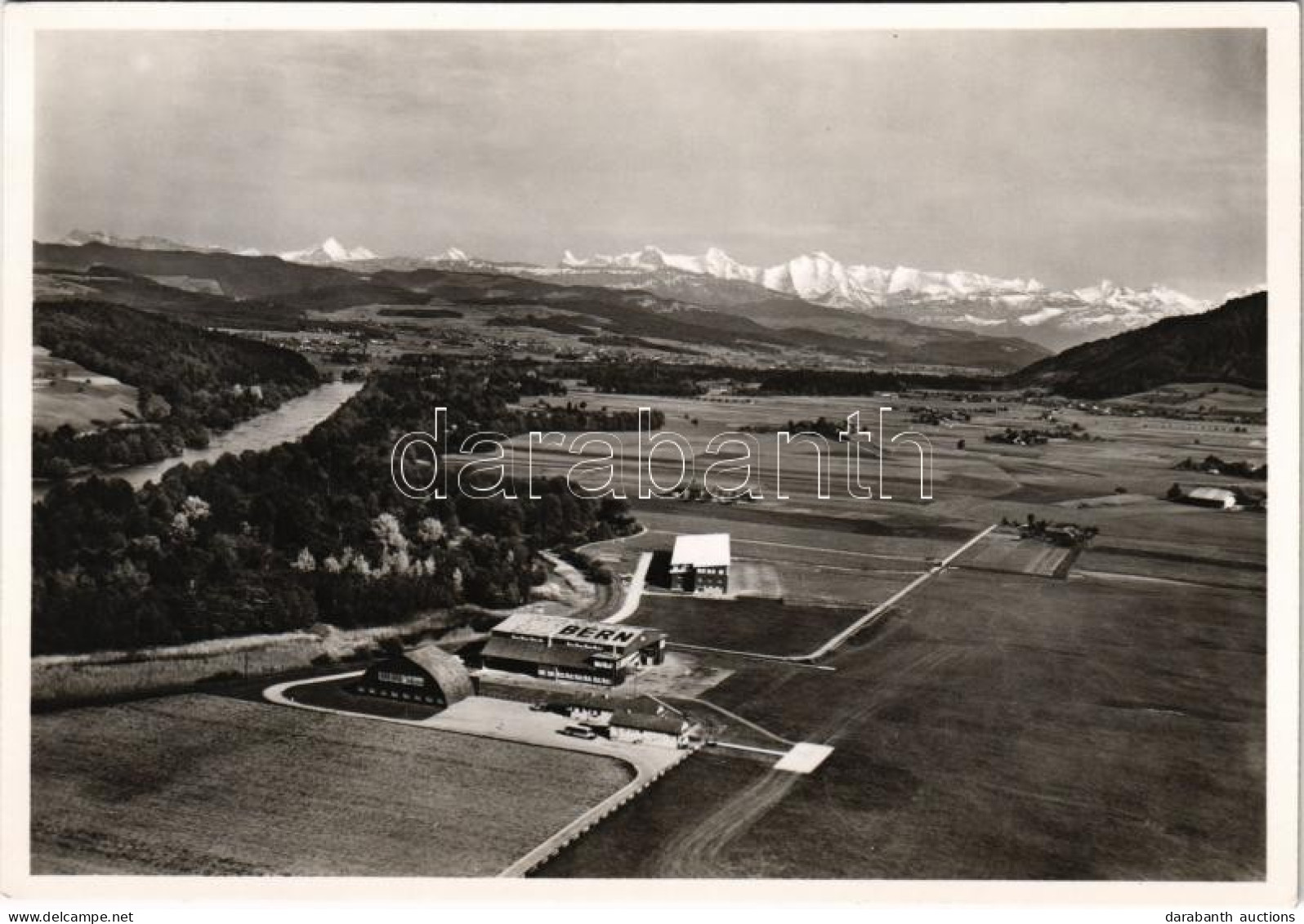 ** T2 Bern, Flugplatz Bern Mit Alpen. Luftbild "Alpar" No. 3157. / Airfield, Airport. Aerial View - Unclassified