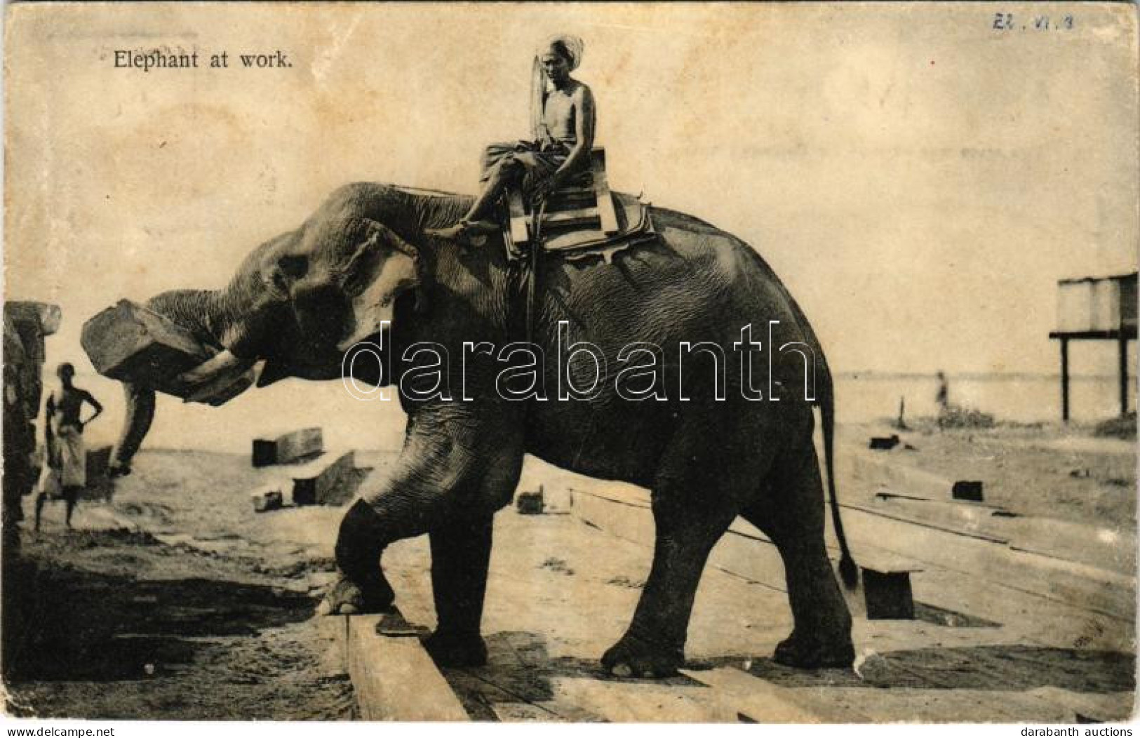 T2/T3 1912 Munkára Fogott Elefánt Indiában / Elephant At Work In India (r) - Non Classés