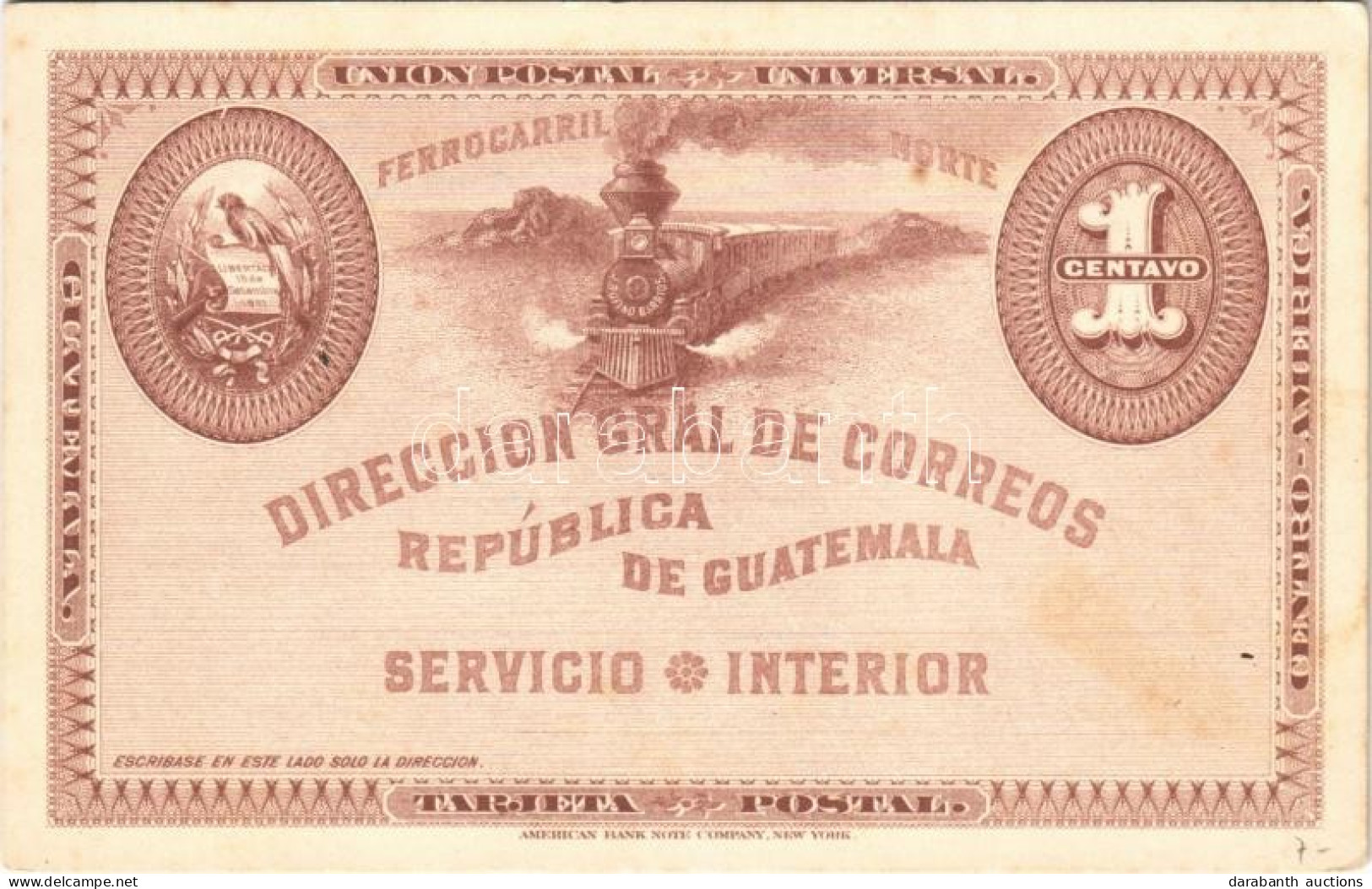 ** T2/T3 Ferrocarril Norte. Direccion Gral De Correos República De Guatemala / General Post Office Postcard (Republic Of - Unclassified