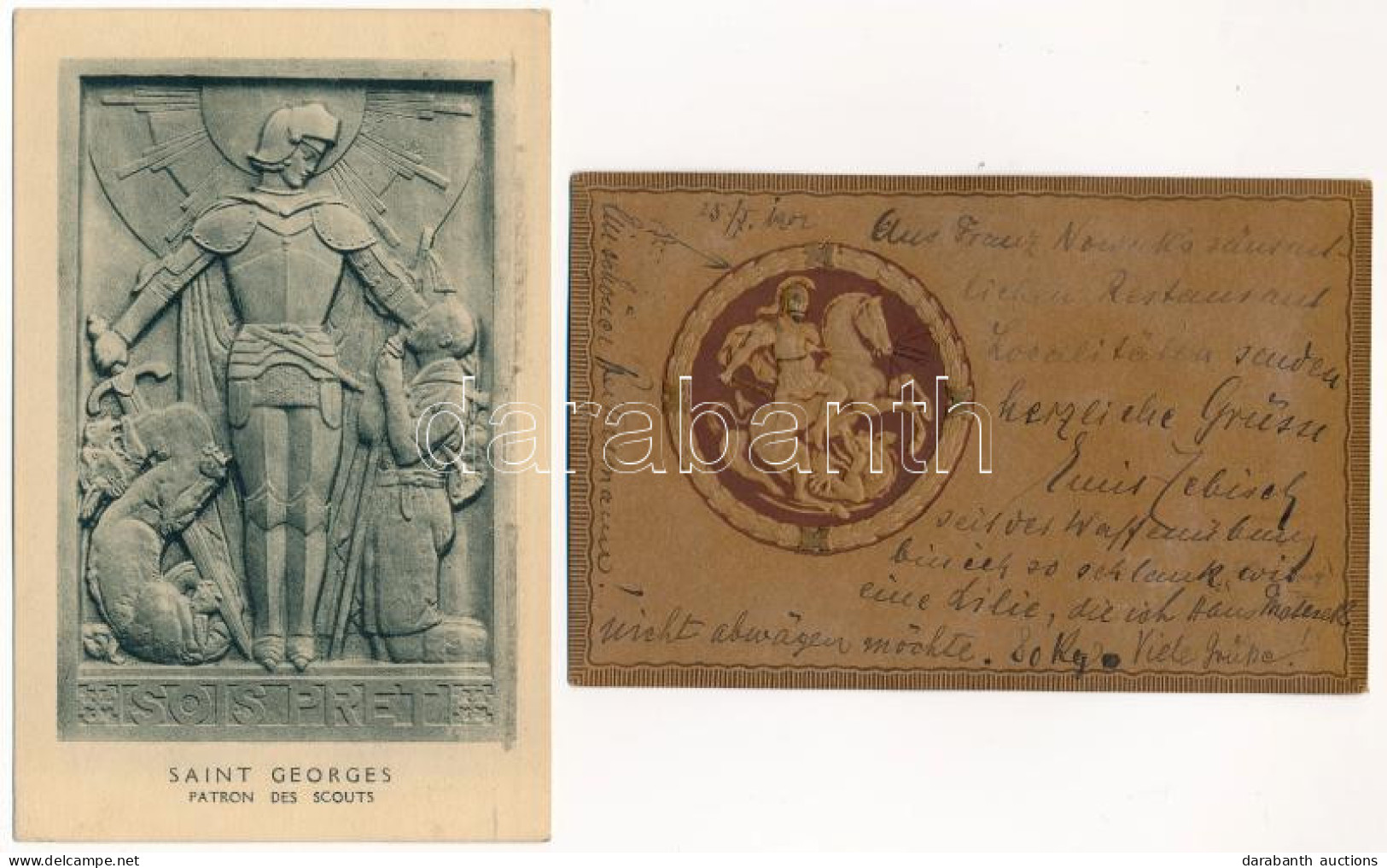 2 Db RÉGI Szent György A Cserkészek Védőszentje Képeslap / 2 Pre- 1945 Saint George, Patron Saint Of Scouting Postcards - Sin Clasificación