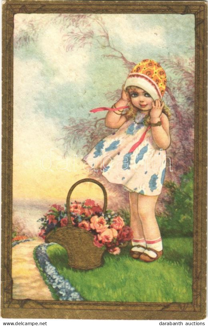 T2 1933 Children Art Postcard, Girl With Roses. Amag 2264. - Non Classificati