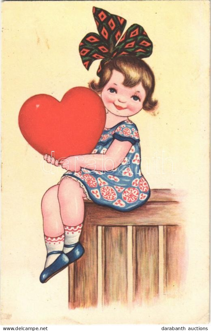 T2/T3 1933 Children Art Postcard, Girl With Heart. Amag 0410. (EK) - Sin Clasificación