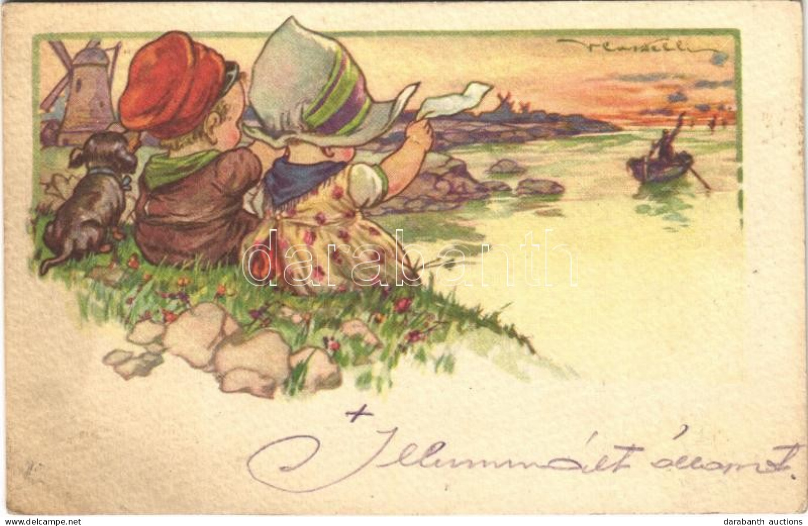 T2/T3 1923 Children Art Postcard. 496-3. S: Castelli (fl) - Unclassified