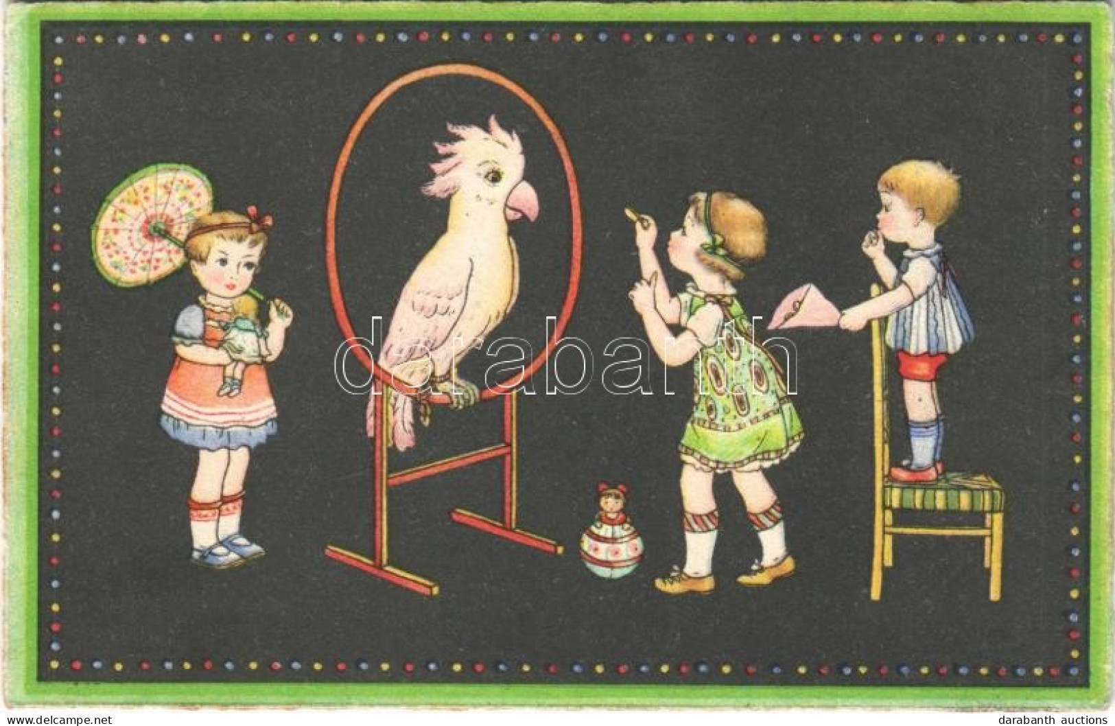 T2/T3 1936 Children Art Postcard, Parrot. Rokat 158. (EK) - Sin Clasificación