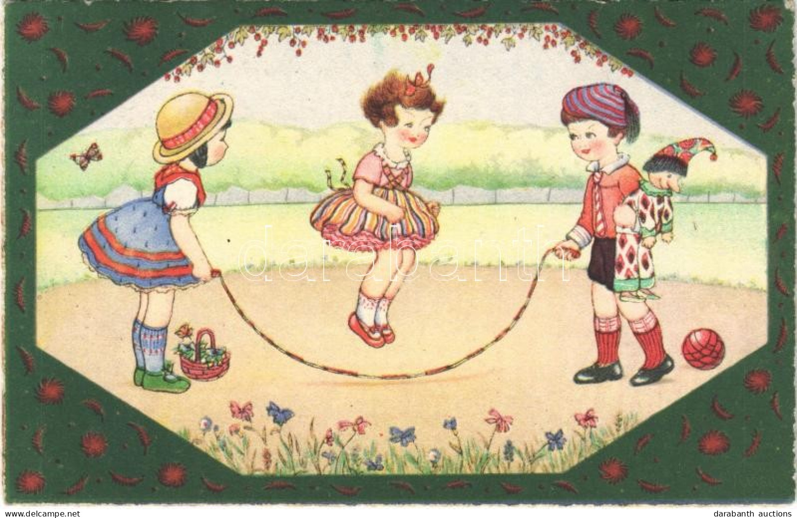 T2 1936 Children Art Postcard, Skipping Rope. Rokat 155. - Non Classificati