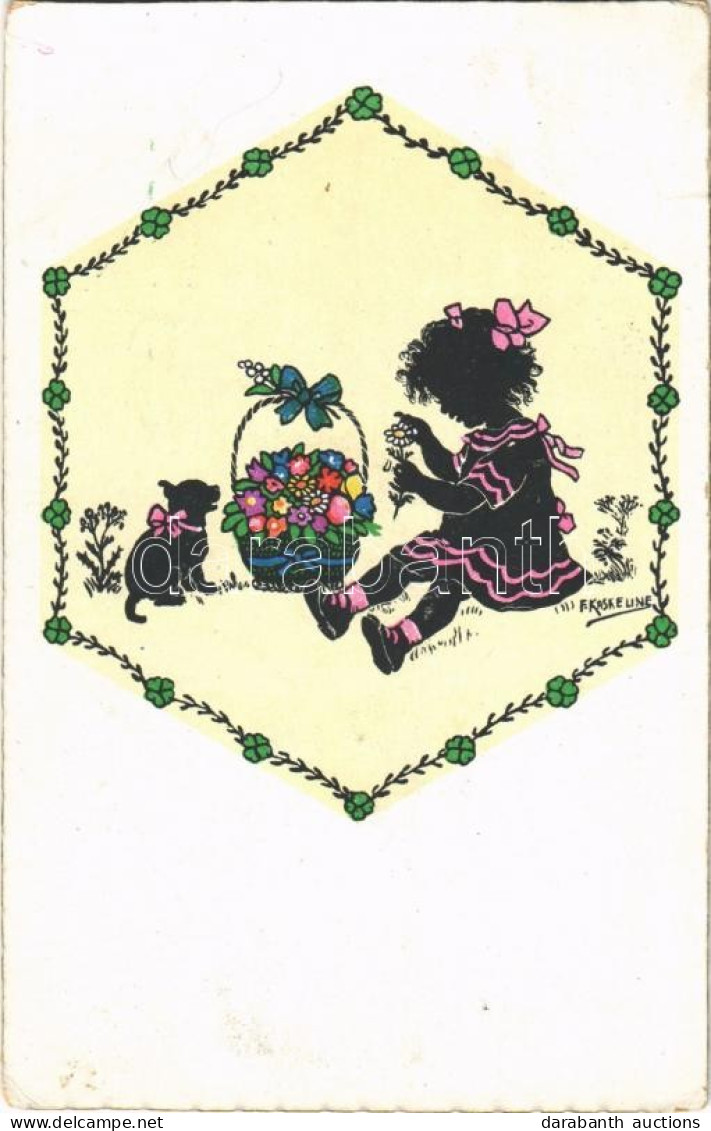 T2/T3 1921 Child With Cat. Children Art Postcard. W.S.S.B. 5861. S: F. Kaskeline (EK) - Unclassified