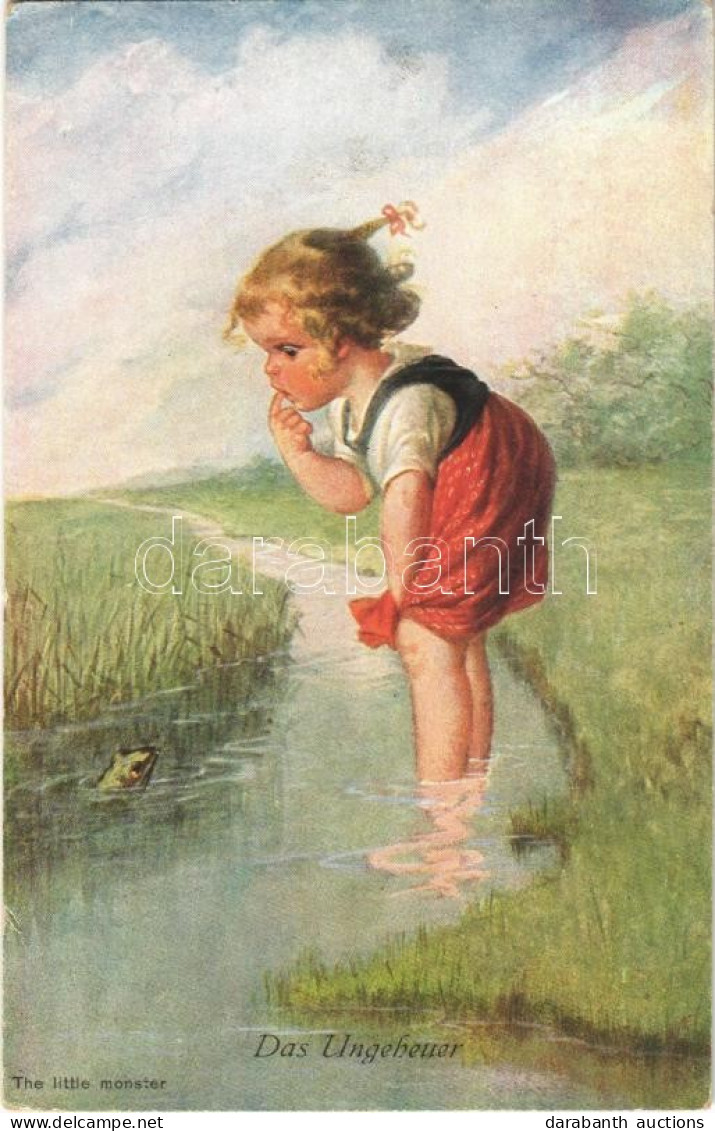 T2/T3 1921 Das Ungeheuer / "The Little Monster" Children Art Postcard, Girl With Frog - Unclassified