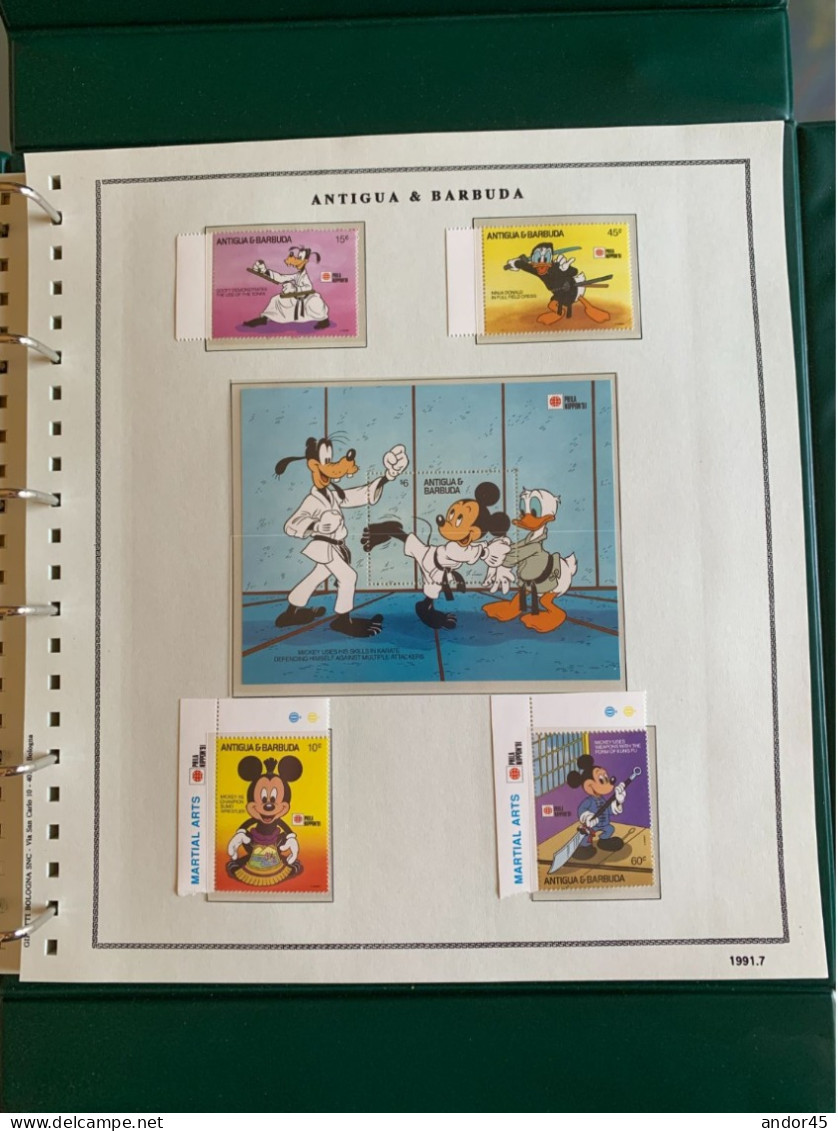 1991 ANNATA COMPLETA COLLEZIONE WALT DISNEY DA TUTTE LE PARTI DEL MONDO  MONTATA SU ALBUM CONTENENTE   FRANCOBOLLI SINGO