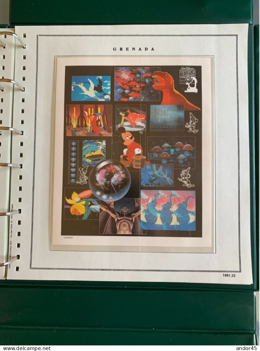 1991 ANNATA COMPLETA COLLEZIONE WALT DISNEY DA TUTTE LE PARTI DEL MONDO  MONTATA SU ALBUM CONTENENTE   FRANCOBOLLI SINGO