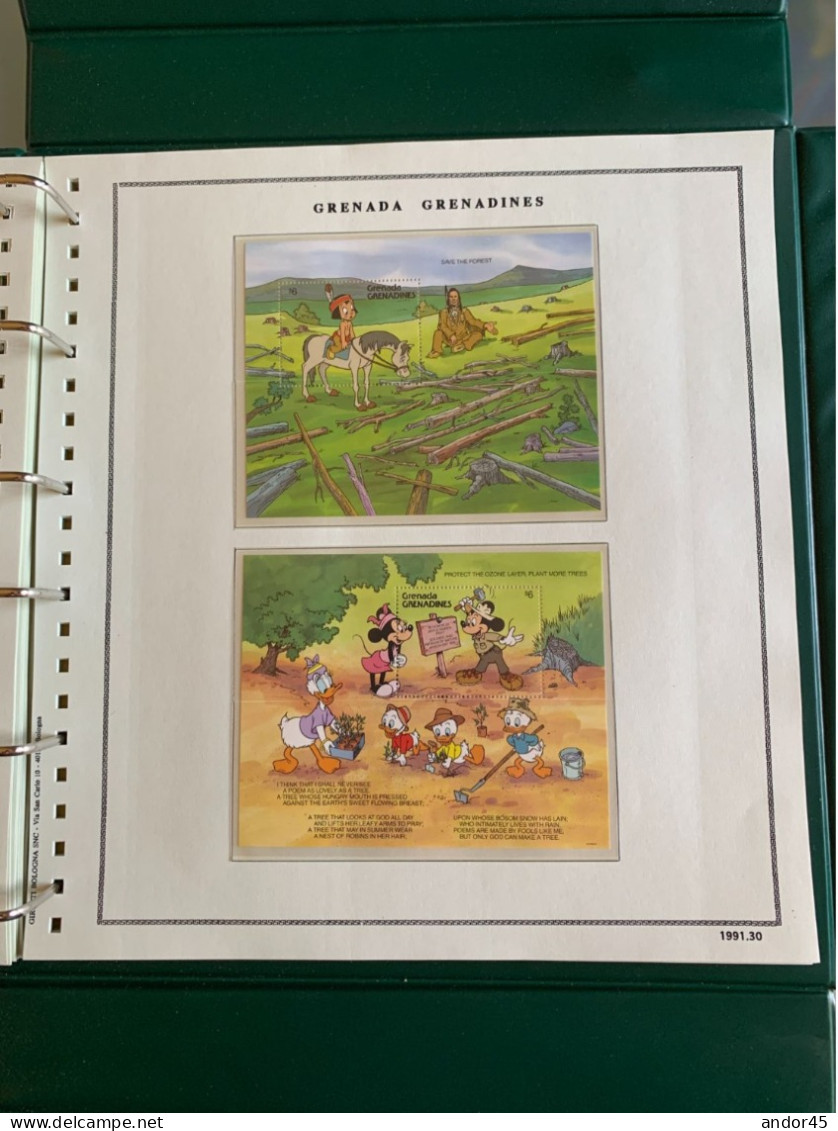 1991 ANNATA COMPLETA COLLEZIONE WALT DISNEY DA TUTTE LE PARTI DEL MONDO  MONTATA SU ALBUM CONTENENTE   FRANCOBOLLI SINGO