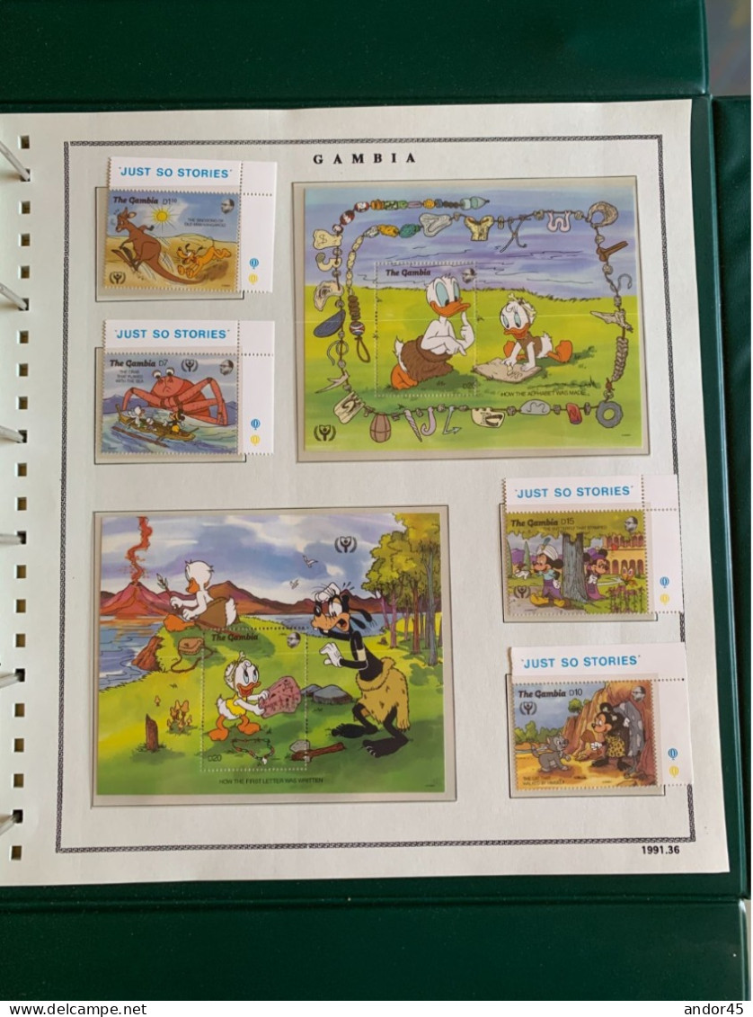 1991 ANNATA COMPLETA COLLEZIONE WALT DISNEY DA TUTTE LE PARTI DEL MONDO  MONTATA SU ALBUM CONTENENTE   FRANCOBOLLI SINGO