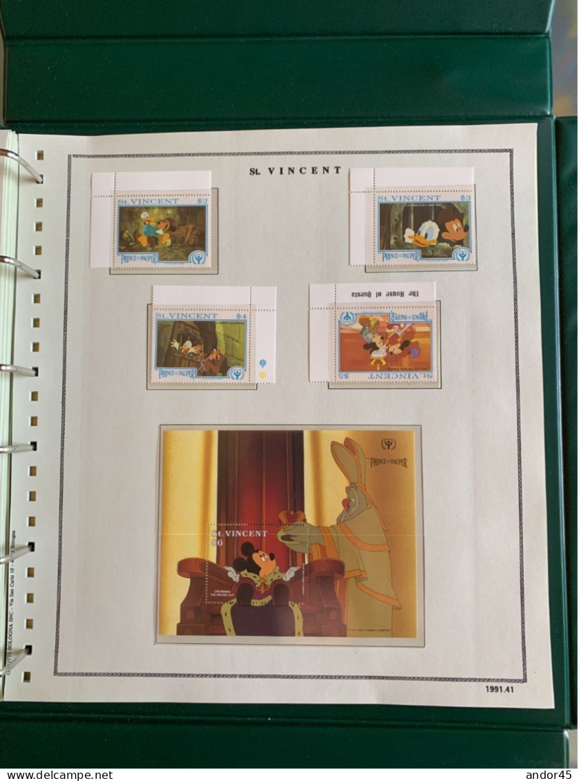 1991 ANNATA COMPLETA COLLEZIONE WALT DISNEY DA TUTTE LE PARTI DEL MONDO  MONTATA SU ALBUM CONTENENTE   FRANCOBOLLI SINGO