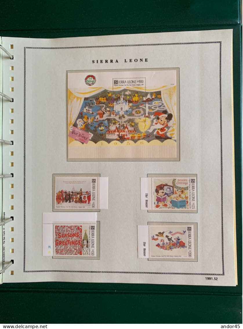 1991 ANNATA COMPLETA COLLEZIONE WALT DISNEY DA TUTTE LE PARTI DEL MONDO  MONTATA SU ALBUM CONTENENTE   FRANCOBOLLI SINGO