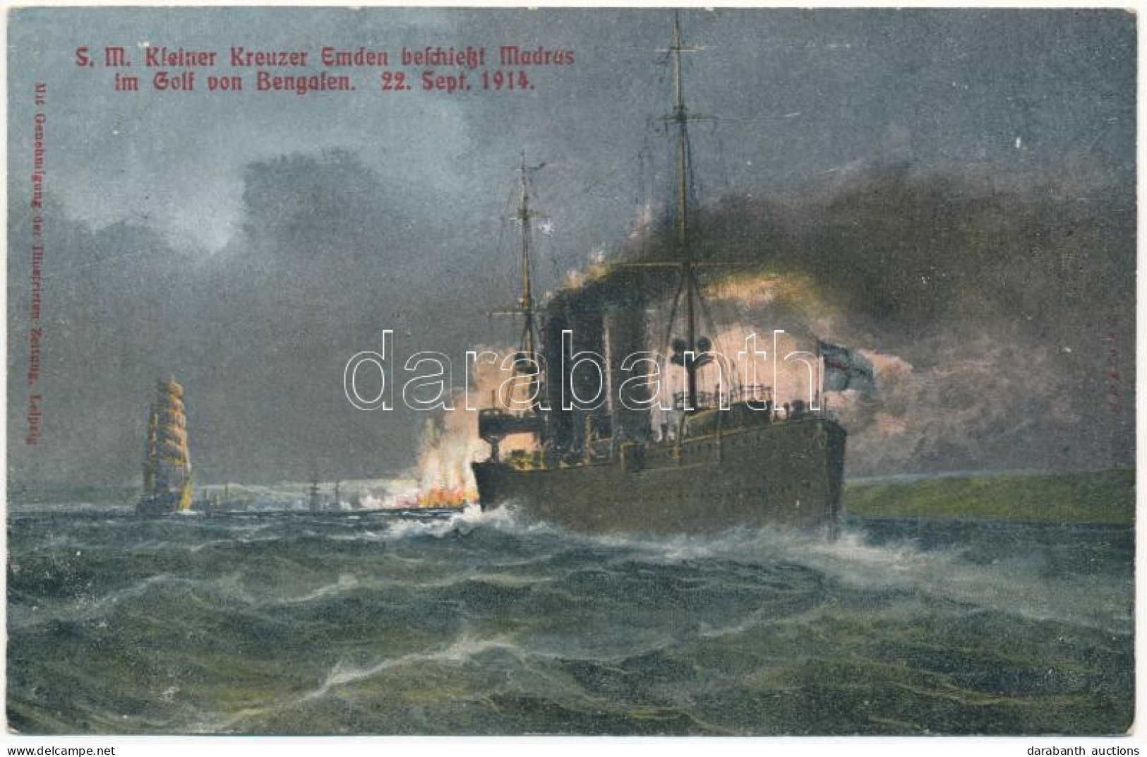 ** T2/T3 1914 SMS Emden Kleiner Kreuzer Der Deutschen Kaiserlichen Marine, Beschießt Madras Im Golf Von Bengalen / WWI S - Ohne Zuordnung