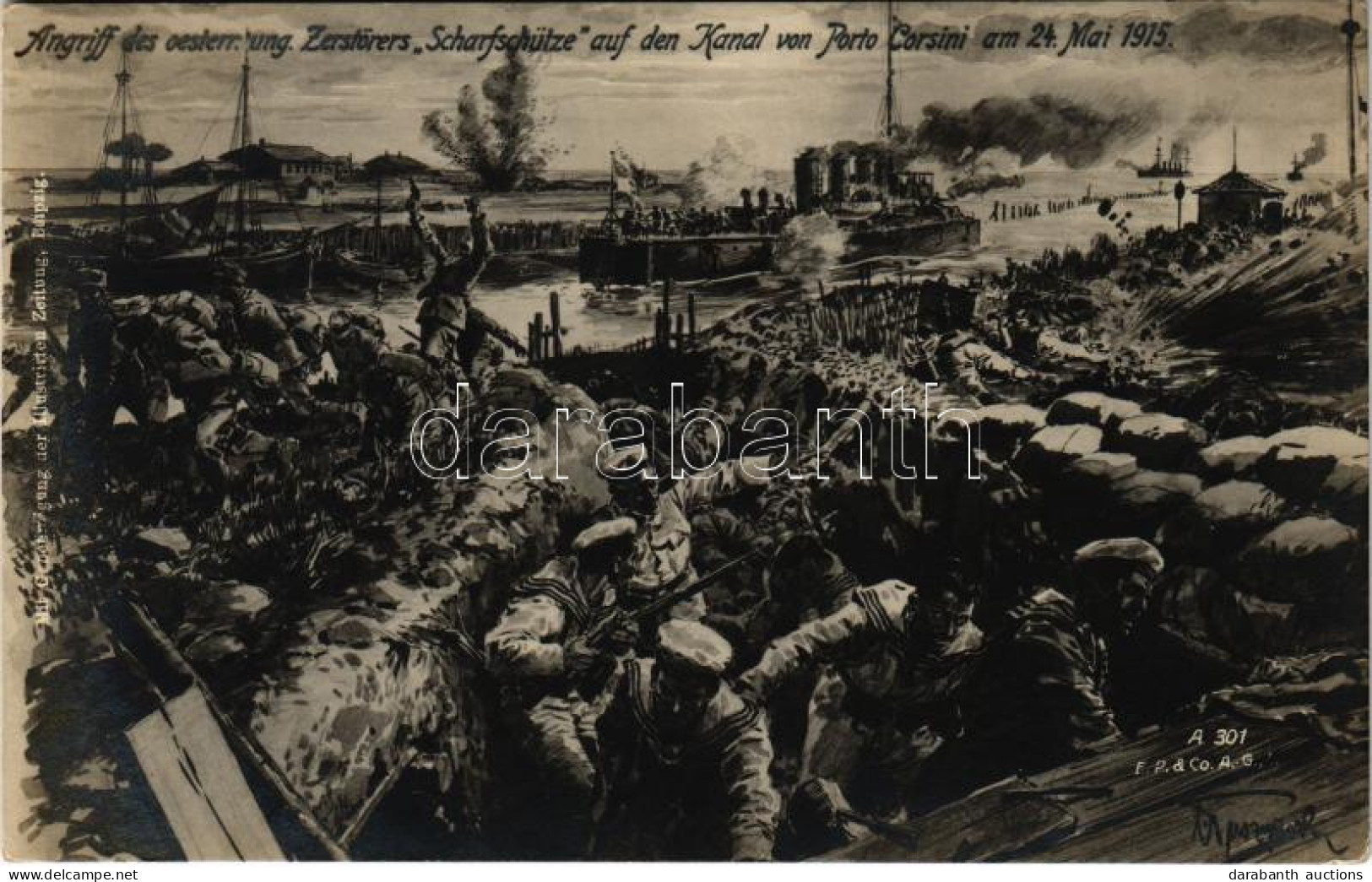 T2/T3 1915 Angriff Des Oesterr.-ung. Zerstörers "Scharfschütze" Auf Den Kanal Von Porto Corsini Am 24. Mai 1915. / SMS S - Unclassified