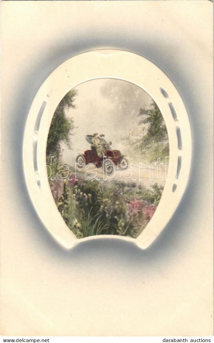 * T2 Lady Art Postcard, Romantic Couple In An Automobile. Meissner & Buch Künstler-Postkarten Serie 1568. Iris Serie "Gl - Sin Clasificación