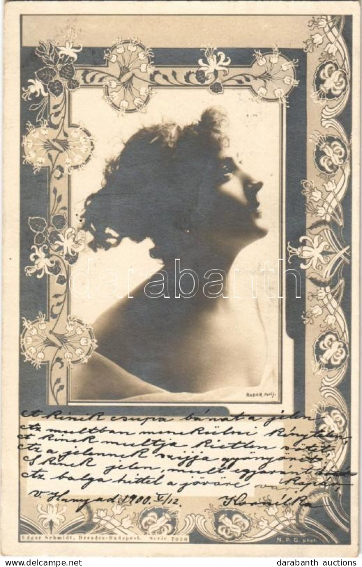 T2 1900 Art Nouveau Lady Art Postcard, Floral. Edgar Schmidt Serie 7030. N.P.G. Phot. - Sin Clasificación