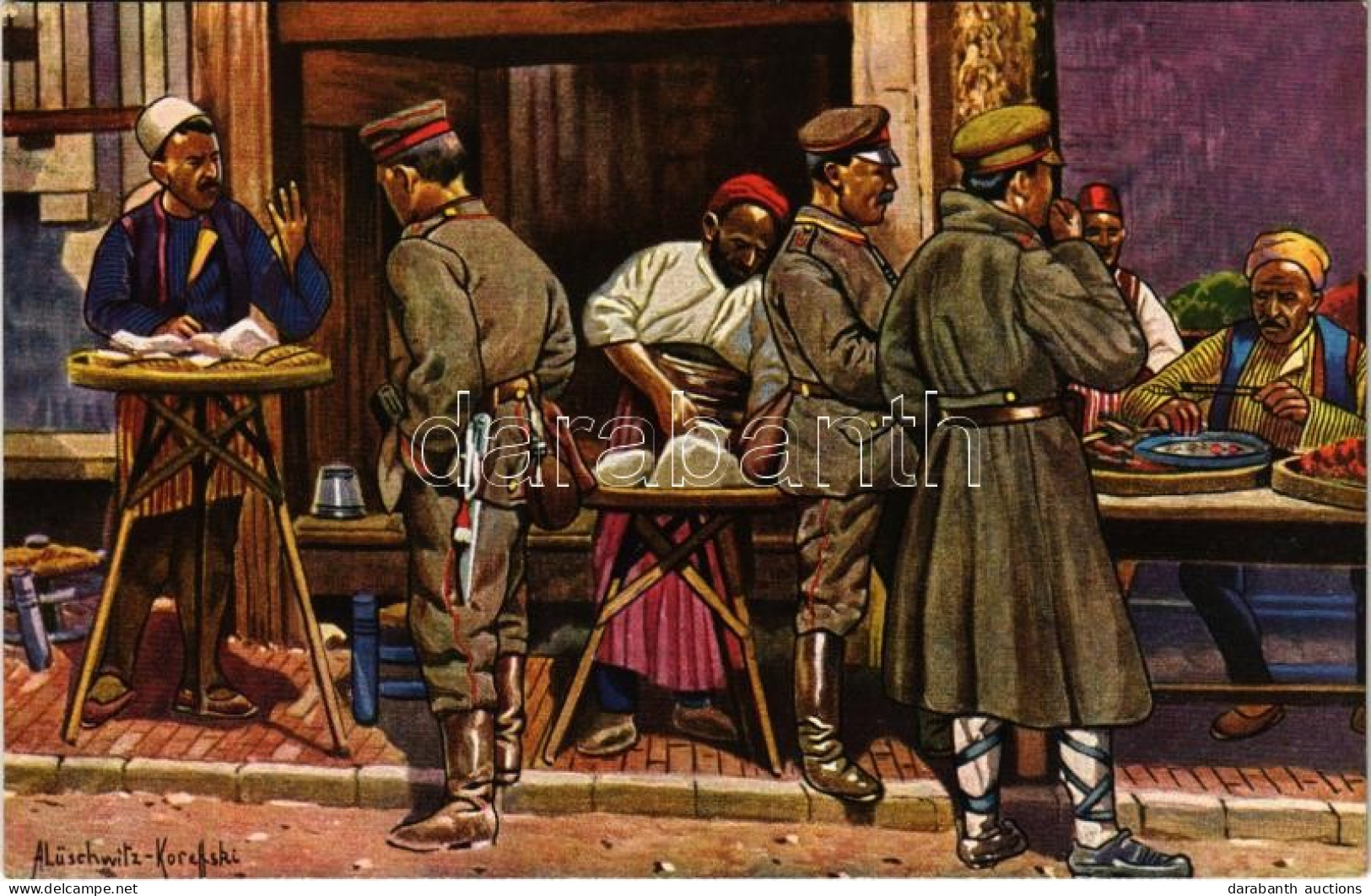 ** T1/T2 Straßerleben In Üsküb / WWI German Military Art Postcard, Street Scene In Skopje S: A. Lüschwitz-Koreffski - Unclassified