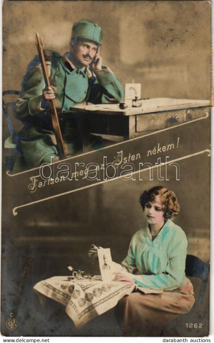 T2/T3 1917 Tartson Meg Az Isten Nékem! / WWI K.u.K. Military, Romantic Couple (fl) - Unclassified