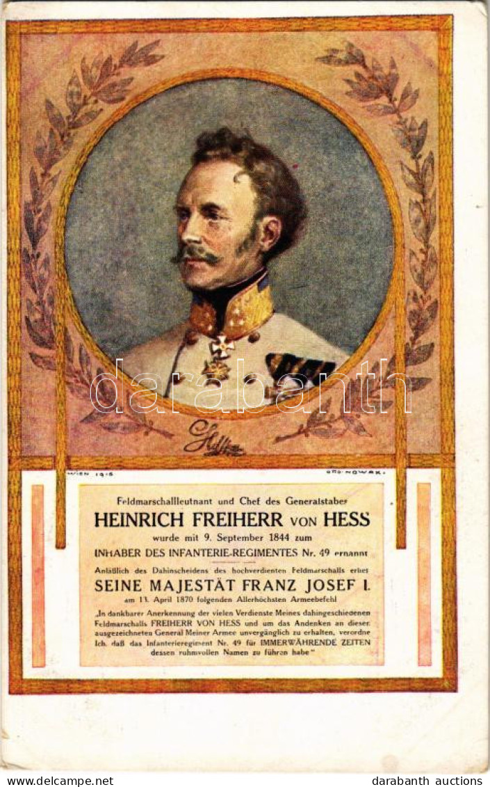 ** T2/T3 Heinrich Freiherr Von Hess. Der Ertrag Fließt Dem Invalidenfonds Des K.u.k. Inf.-Reg. Nr. 49. Freih. V. Heß Zu  - Unclassified