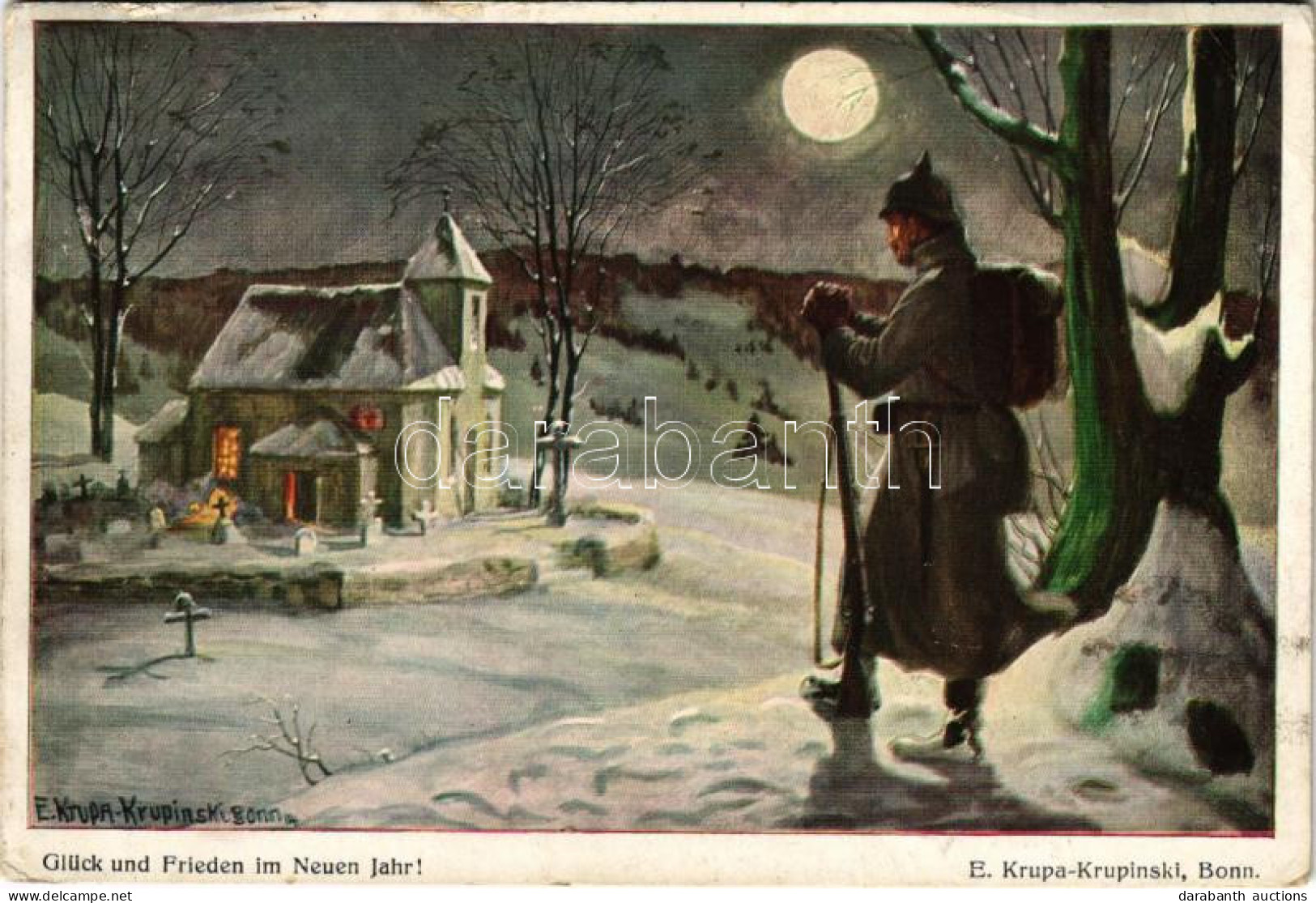 T3 1915 Glück Und Frieden Im Neuen Jahr! / WWI German Military Art Postcard With New Year Greeting S: E. Krupa-Krupinski - Non Classés