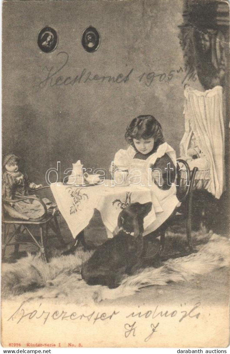 T2/T3 1905 Girl With Dog, Tea Party (EB) - Non Classés