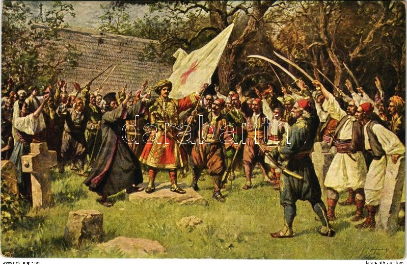 T2 1928 Ustanak Na Takovu. Jugoslavenski Umjetnici / The Takovo Uprising. Serbian Art Postcard S: P. Jovanovic - Unclassified