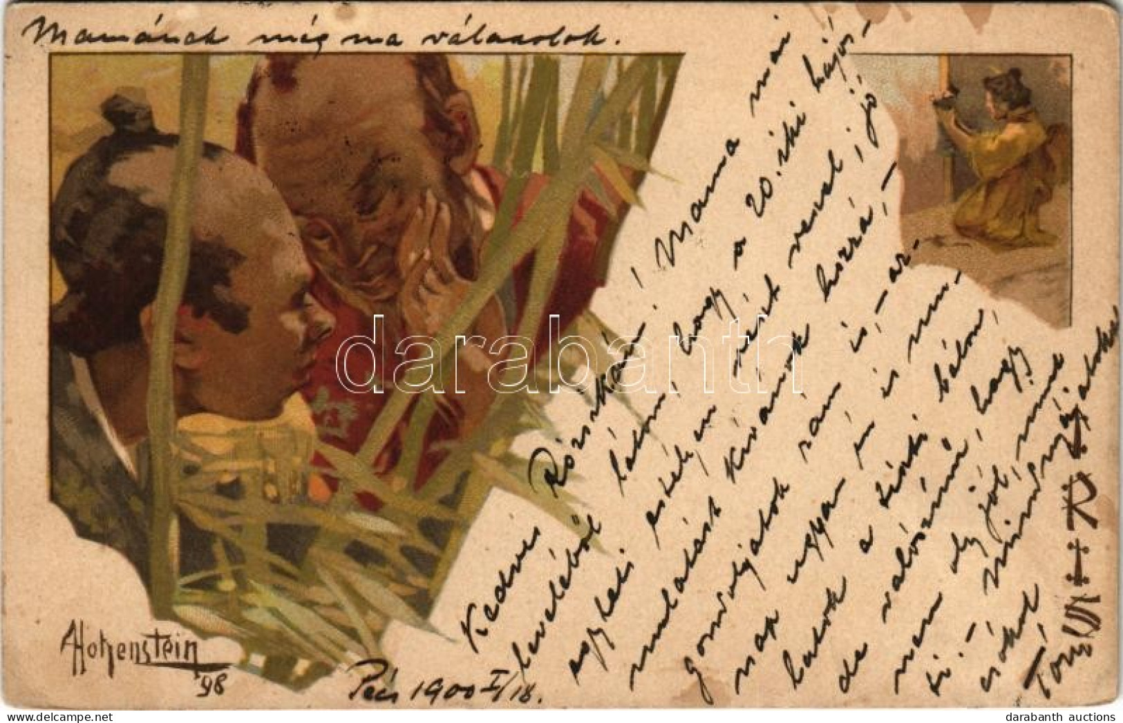 T2/T3 1900 Iris. Japanese Folklore. German Art Nouveau Postcard. Officine G. Ricordi & C. Milano 021. Litho S: Adolfo Ho - Sin Clasificación