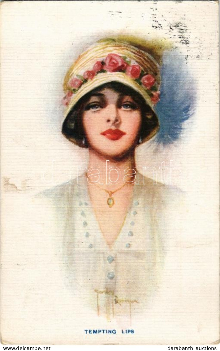 T2/T3 1913 Tempting Lips. Lady Art Postcard. The Carlton Publishing Co. Seres No. 675/1. S: Robinson (fl) - Ohne Zuordnung