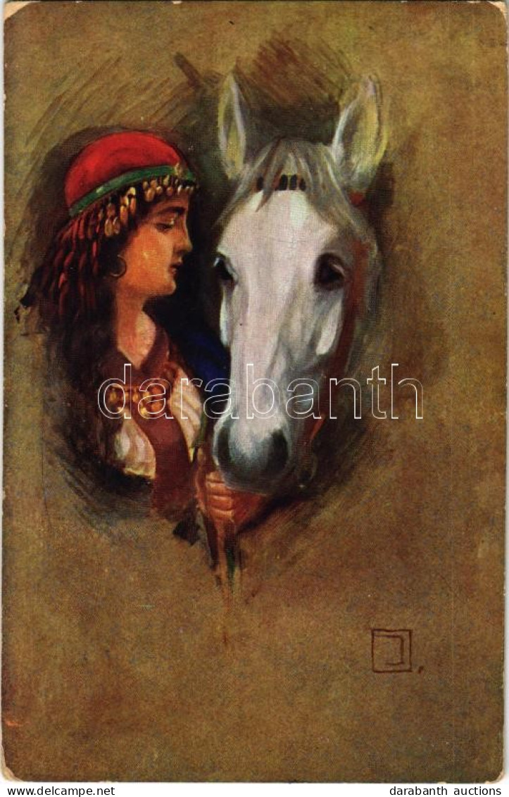 * T2/T3 Ihr Liebling / A Kedvenc / Lady With Horse, Art Postcard. D.K. & Co. P. 2007. S: Oplatek (kopott Sarkak / Worn C - Non Classificati