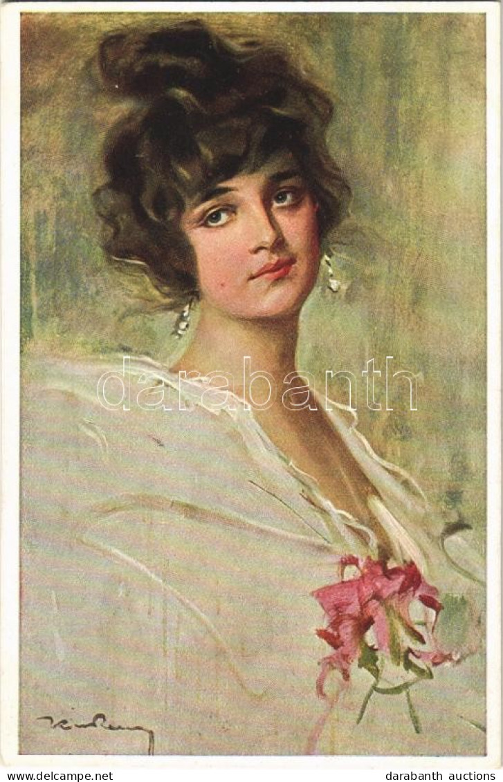 * T2 1920 Tanulmányfej / Studienkopf / Head Study. Hungarian Lady Art Postcard. Magyar Rotophot Társaság No. 76. S: Kiss - Sin Clasificación