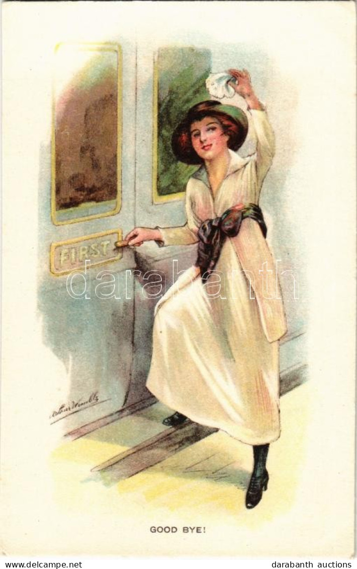 ** T2/T3 Good Bye! Lady On Train, Art Postcard S: Arthur Wimble (EK) - Unclassified