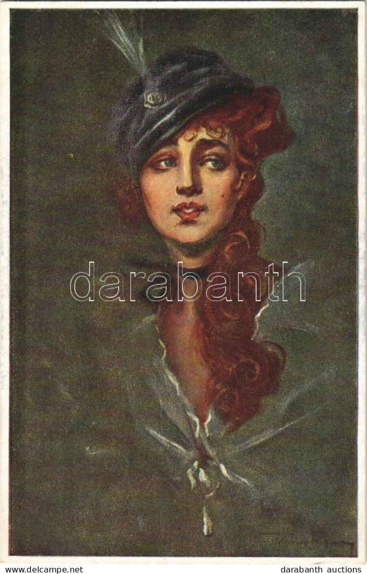 * T2 1920 Tanulmányfej / Studienkopf / Head Study. Hungarian Lady Art Postcard. Magyar Rotophot Társaság No. 75. S: Kiss - Unclassified