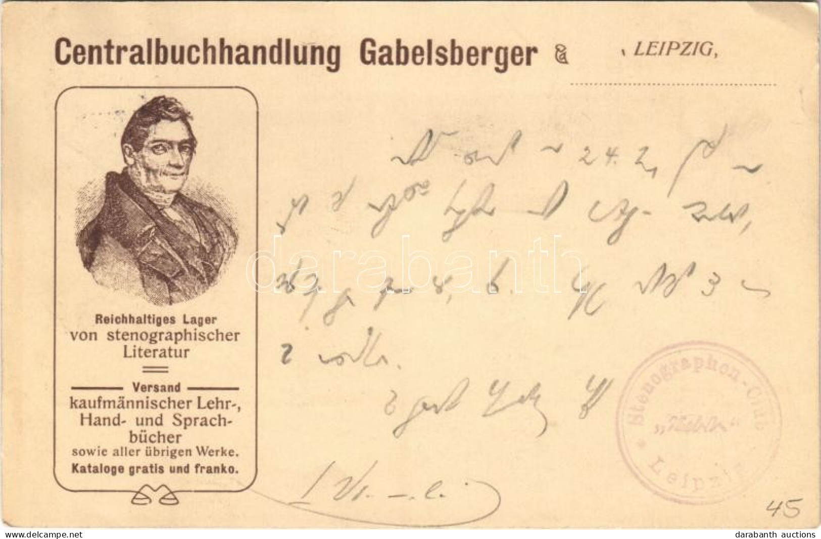 T2/T3 1906 Franz Xaver Gabelsberger. Centralbuchhandlung Gabelsberger Leipzig / German Shorthand And Stenography Shop Ad - Sin Clasificación