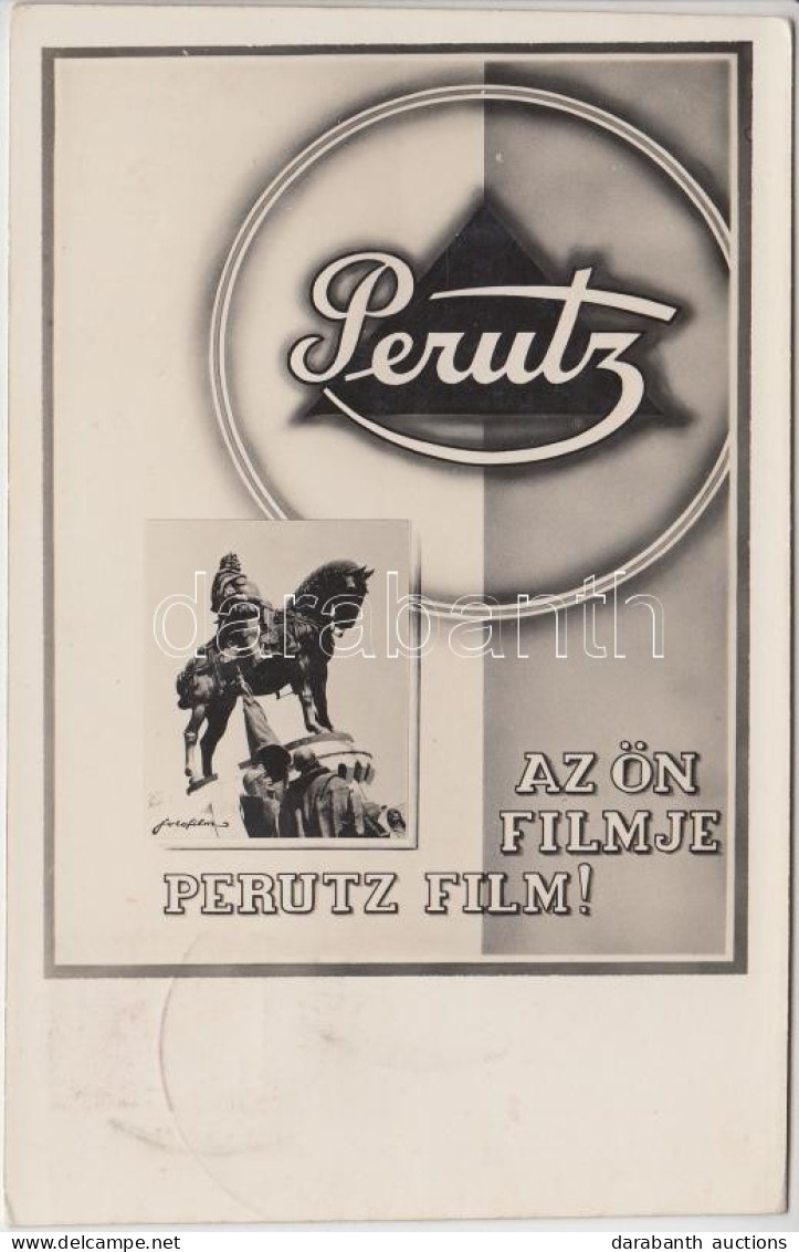 * T2 1941 Perutz Film Reklám A Kolozsvári Mátyás-szoborral; Hátoldalán Országos Fotóhét és Kiállítás Kolozsvárott Alkalm - Non Classés