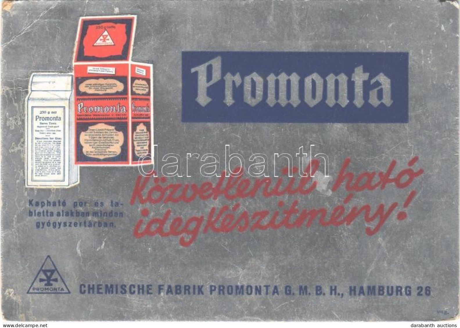 T3 1931 Promonta. Közvetlenül Ható Idegkészítmény! Chemische Fabrik Promonta GmbH Hamburg Reklámlapja / "Promonta" Nerve - Unclassified