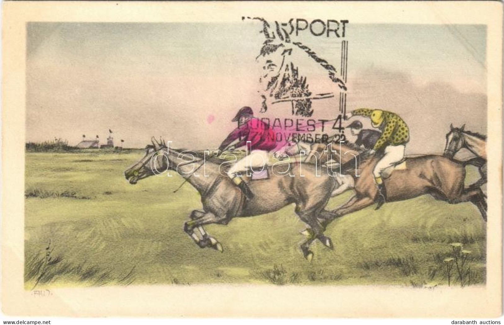 * T2/T3 Horse Race Art Postcard, Equestrian Sport (EK) - Unclassified