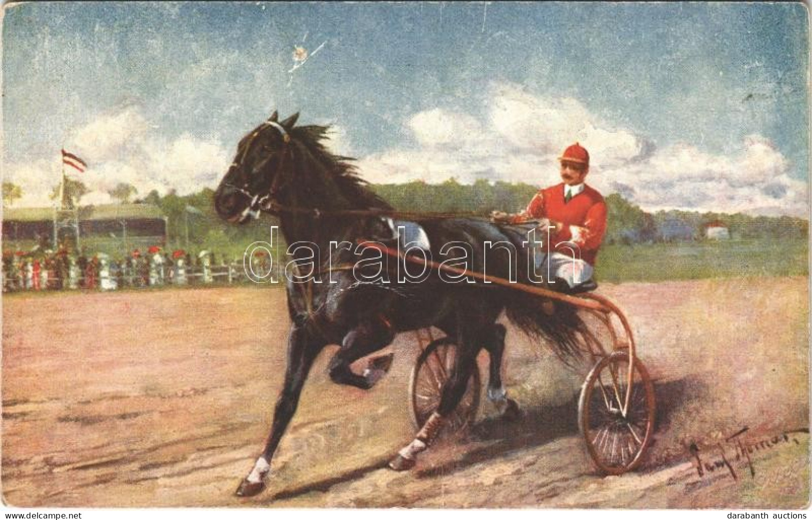 ** T4 Trabrennen / Harness Racing, Horse Race. Wohlgemuth & Lissner "Liebhaber-Sammelmappe" No. 575. S: Paul Thomas (apr - Ohne Zuordnung