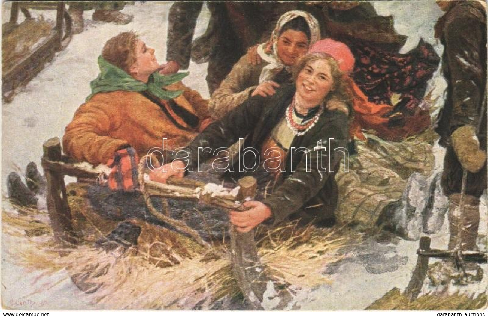 * T2/T3 Tolle Fahrt / Winter Sport Art Postcard, Sledding. T.S.N. R.M. No. 288. S: F. Sitschkoff - Non Classés